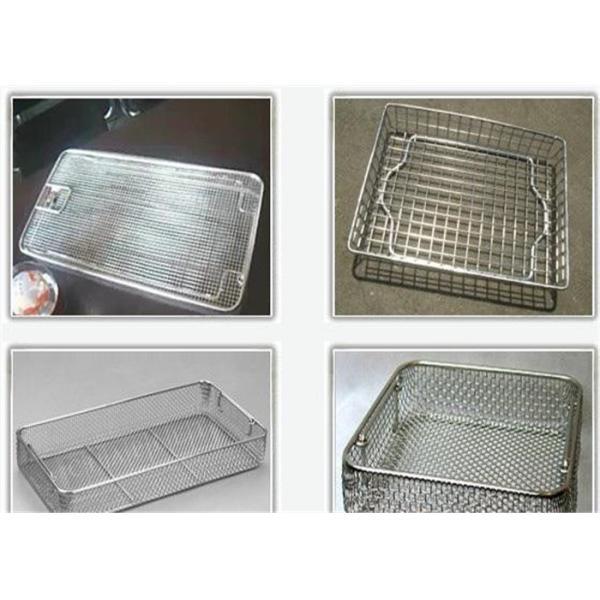 120mm Galvanized Rectangular Wire Baskets With Handles Stainless Steel Polish Woven