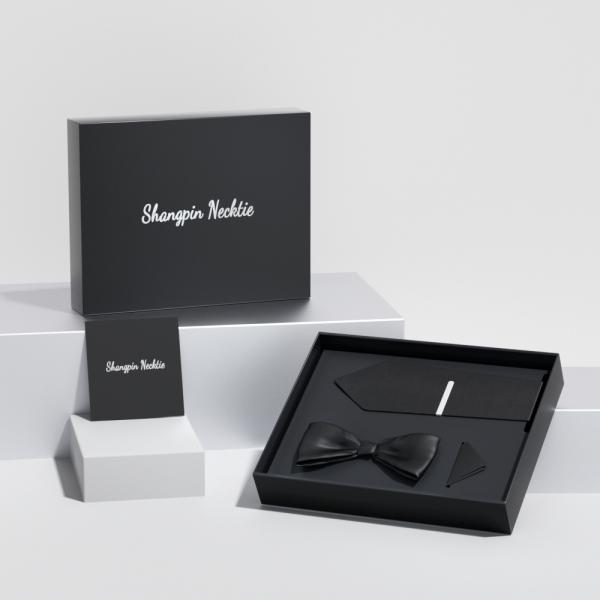 Outlet Paper Bow Tie Necktie Pin Gift Set Box Package Wholesale Logo Tie Gift Set Men Bow Paper Packaging Box for Tie