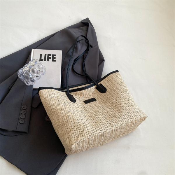 Sustainable Bamboo Bag With Handle, Shopping Bag For Beach Summer Vibe Wholesale Vietnam Handicraft Crochet Raffia Sac Bolsa Mujer Bucket Tote Shoulder Designer Women Straw Bag