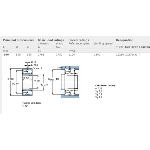 OEM High Performance Low Vibration Spherical Roller Thrust Bearings 22256 Cck / W33