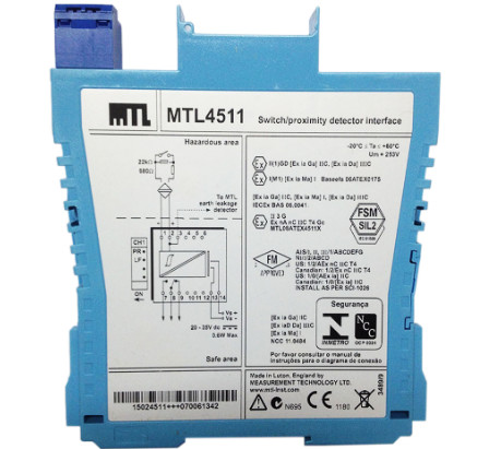 MTL4511 MTL Instruments Switch/Proximity Detector Interface 1-канальный интерфейс с обнаружением неисправностей линий