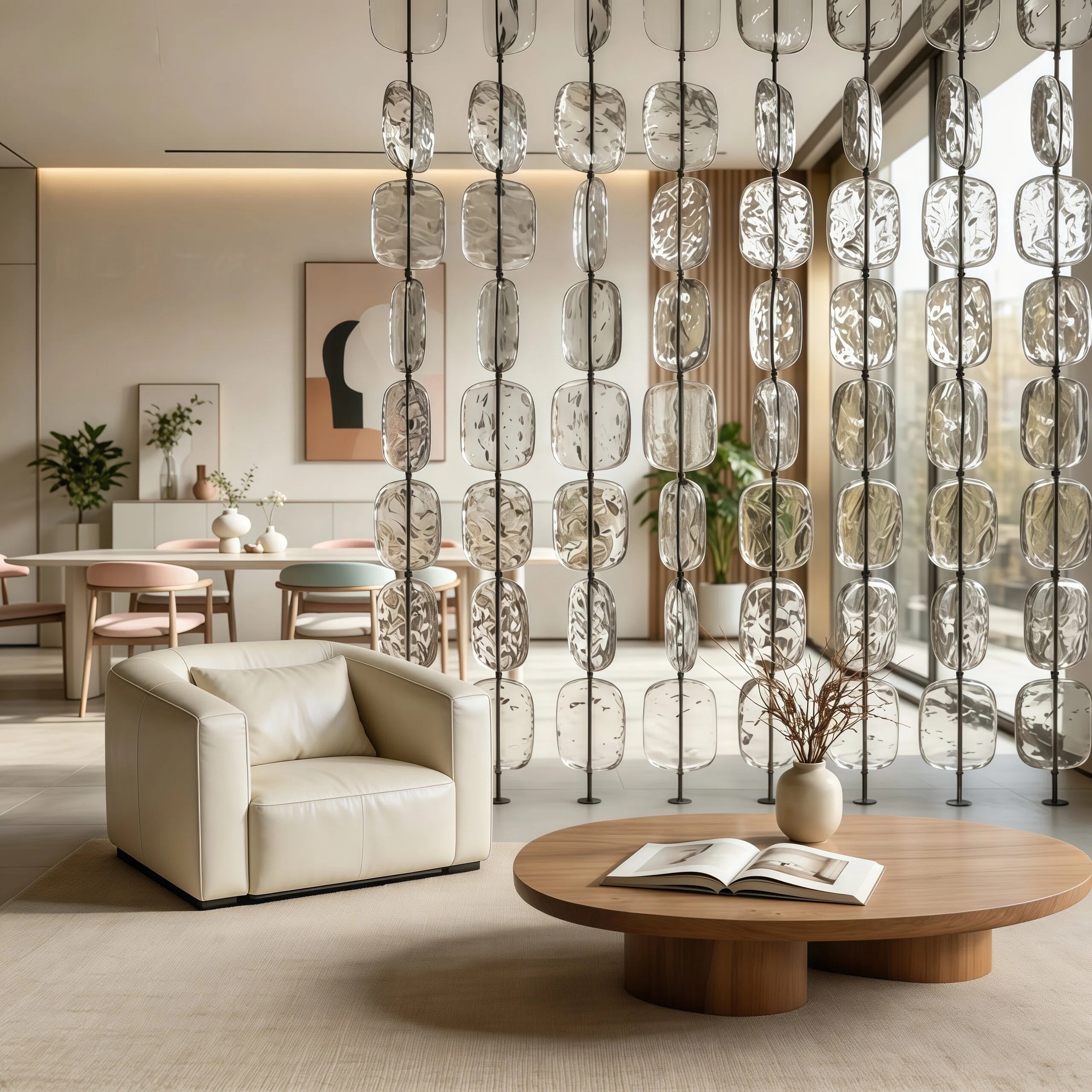 JYLIGHTING Modern Multi-Tier Stainless Steel & Transparent Glass Pendant Light, Customizable Vertical Chandelier for Living Room & Hotel Lobby