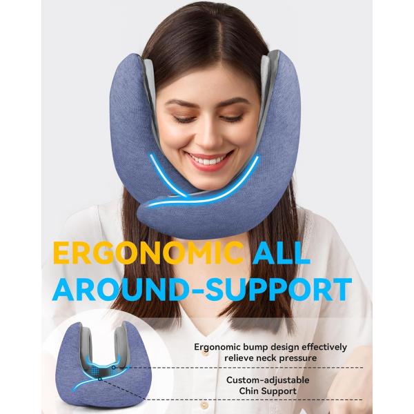 Comfortable Airplane Travel Memory Foam Neck Pillow with Noise Canceling Earmuffs