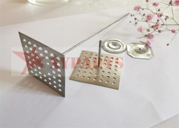 Easy Bending Galvanized Steel Insulation Fasteners With Square Stamped Hole Base