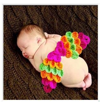 white colorful baby hat cap Baby Photography Prop Crochet wing beanie diaper cover set
