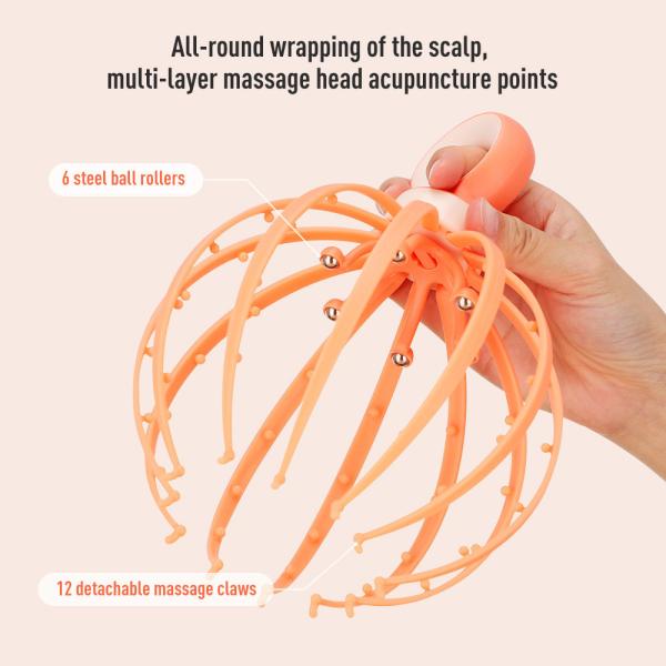 Relax Relief Head Scalp Massager Handheld Octopus Claw Scalp Massager Custom Color