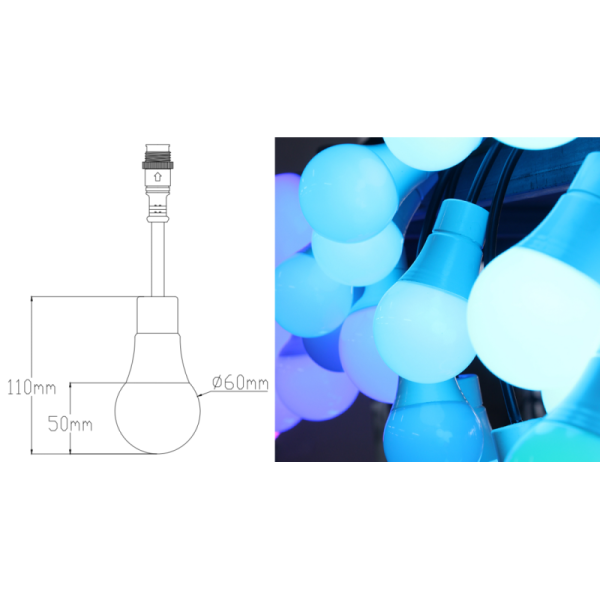 Christmas 60mm DMX RGB Festoon Light Outdoor Coloured LED Pixel RGBW Bulb