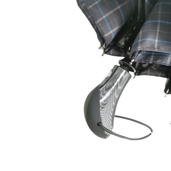 Fully Automatic Large Mens Three Fold Umbrella With Luxury Handle And Firberglass Ribs