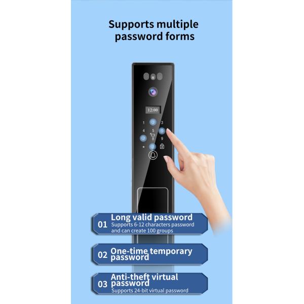 5000 мАч заряжаемый аккумулятор Фейс Дор Лок Туя Приложение с видеоинтерфоном