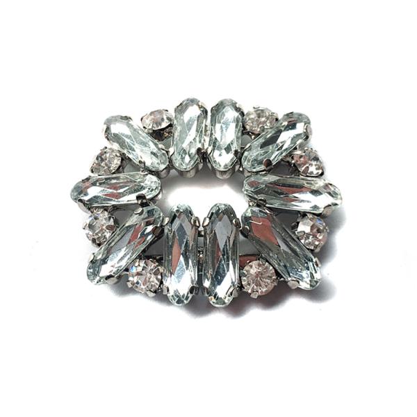 4.1cm*3.5cm Crystal Shoe Buckles Iron / Copper Material With Protection Plating