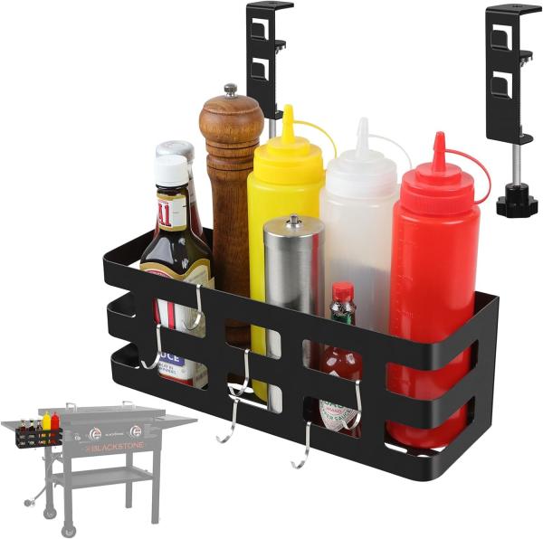 BBQ Grill Tools Basket Griddle Caddy for 28 36 Blackstone Griddles Clamp on Prep Cart Grill Caddy