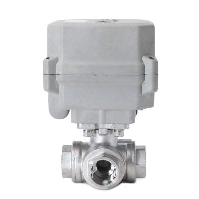 Etrany 1/2in NPT SS304 3Way L Port 2 Wires Normally Closed DC12v with Manual