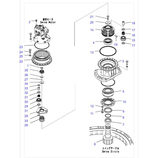 206-26-71452 206-26-71450 22U-27-21130 Excavator Swing Gear Parts For PC220 PC240