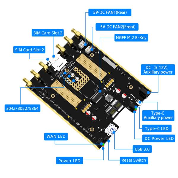 Модуль M.2 4G 5G к карте расширения USB 3.0 NGFF Pcie Adapter