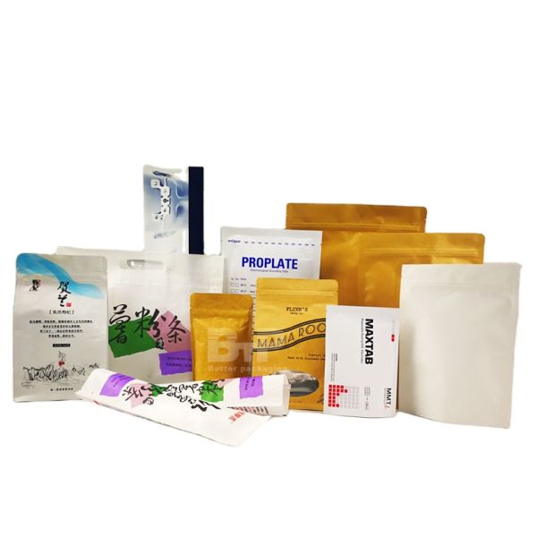 Custom Printed Bag with logo 100% Compostable Kraft Paper Laminated PLA Biodegradable Zipper Paper Bag for Any Products