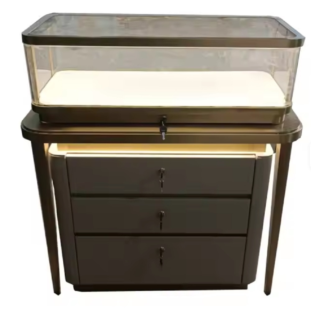 Luxury Jewelry Display Case with LED Lighting Customizable Solutions and Durable Easy Clean Design for Retail Stores