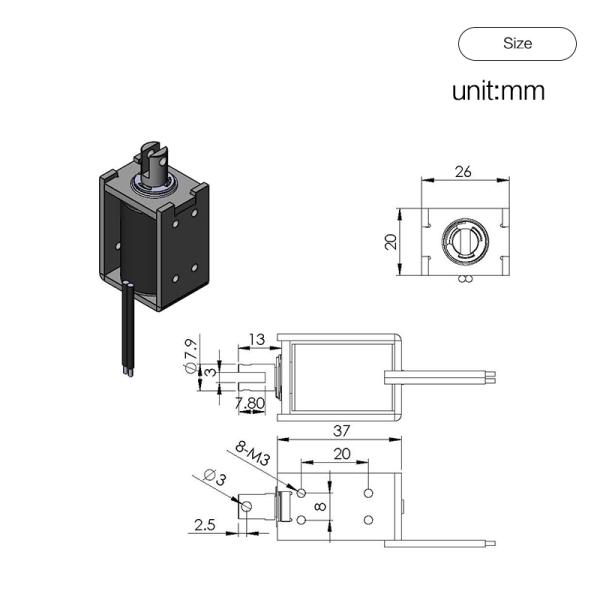 Эпоксидная смола заполнила соленоид тяги DC 6v 12v 24v хода 10N 10mm