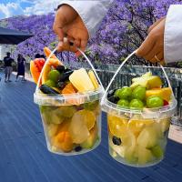 Boîtier en plastique transparent jetable de 1000 ml Portable Fruit Juice de citronnée Tasse poignée Couvercle Bulle Tea Party Boissons Grande capacité