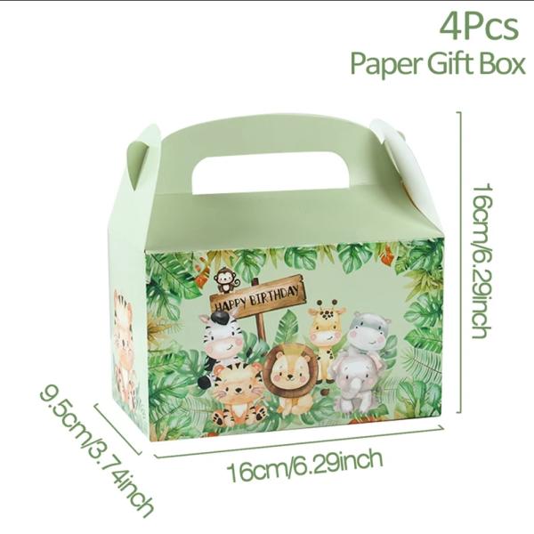 Custom Animal Print Handle Paper Box for Kids' Jungle Theme Birthday and Baby Shower