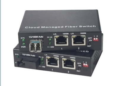 Cloud Managed Fiber Switch Gigabit 2-Port 10/100/1000Base-Tx and 1-Port 1000Base-Fx
