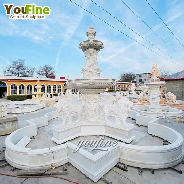 Outdoor Garden Decor Large Stone Marble Lionhead Fountains Statue for Sale