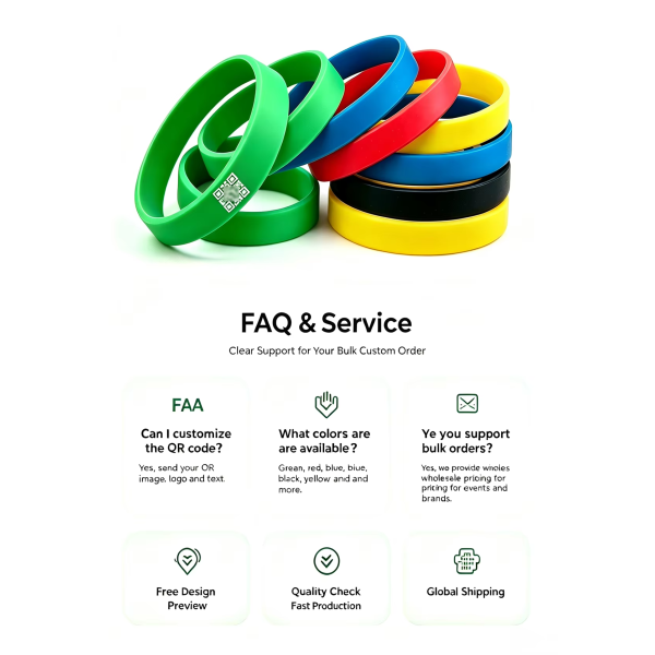 Custom Printed QR Code Silicone Wrist Band Waterproof Silicone Bracelet For Marathon Exhibition Event Staff Check In 