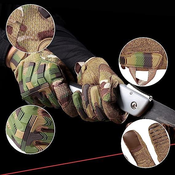 Protective Gear Full Finger Gloves, Motorcycle Tactical Gloves Upgraded Touch Screen Damping Palm Pads Rubber Guard