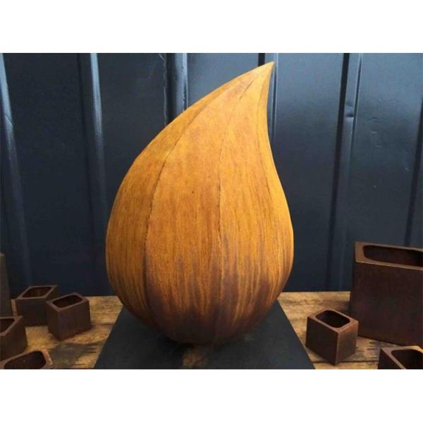 Teardrop Shape Corten Steel Sculpture Metal Art Statues 91.5cm Height