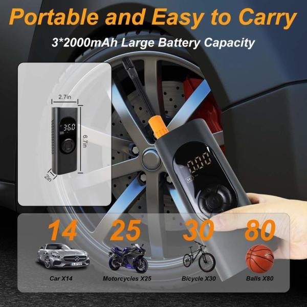 Portable YANTU AM32 Metal Cordless Digital Tire Inflator for Bicycles Cars and More