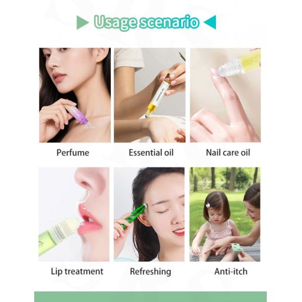 GB3-10ML Tube Shape Clear Glass Vial With Gemstone Roller Ball With Keychain Cap Lanyard For Oil Packaging