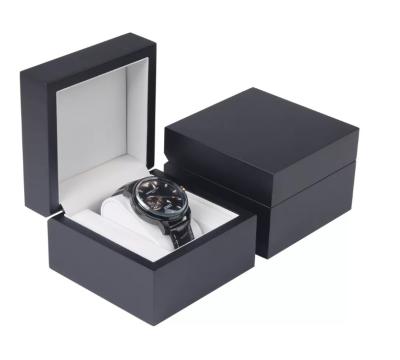Quadrado preto personalizado do couro de Matte Single Watch Boxes Pu de madeira
