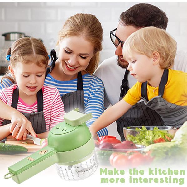 Europe Portable 4 in 1 Vegetable Cutter Set Smart Gadget Electric Slicer Kitchen Chopper