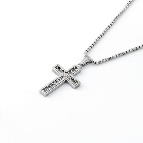 New hollowed out cross men's necklace, fashionable, simple and exquisite accessories wholesale