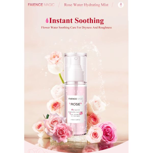 Factory Wholesale Custom Private Label Rose Serum Water Pore Shrinking Moisturizing Spray Prevent Makeup Getting Stuck Free