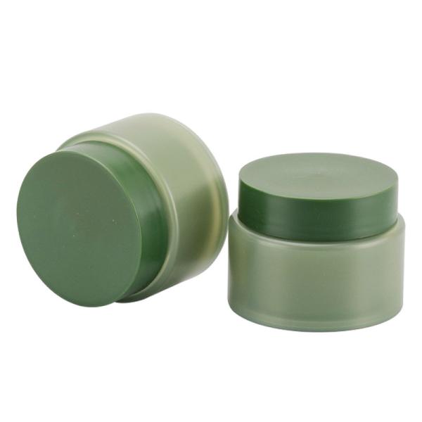 Recipientes de vidro de vidro cosméticos verdes dos frascos 15g de Matcha para produtos dos cuidados com a pele