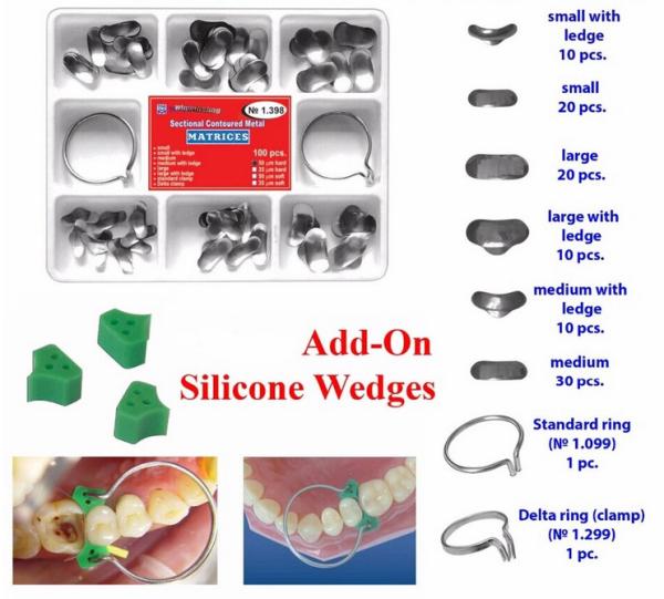 Stainless Steel Dental Dental Sectional Contoured Matrices Assorted Kit