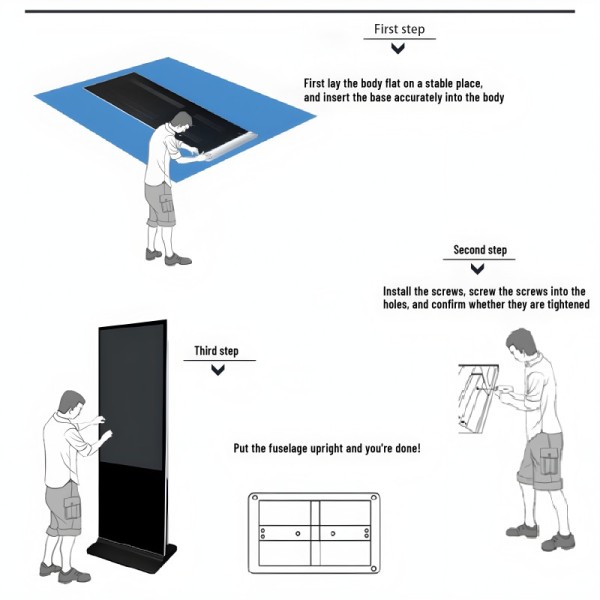 Floor Standing Digital Signage with 16.7M Colour Brightness IP65 Protection and 50,000 Hours Life Time