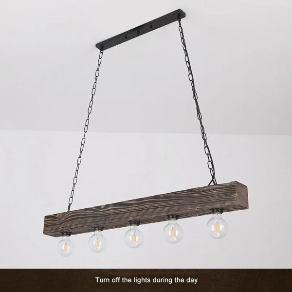 Creative Industrial Style Restaurant Living Room Pendant Light Vintage Solid Wood Chandelier (WH-VP-322)