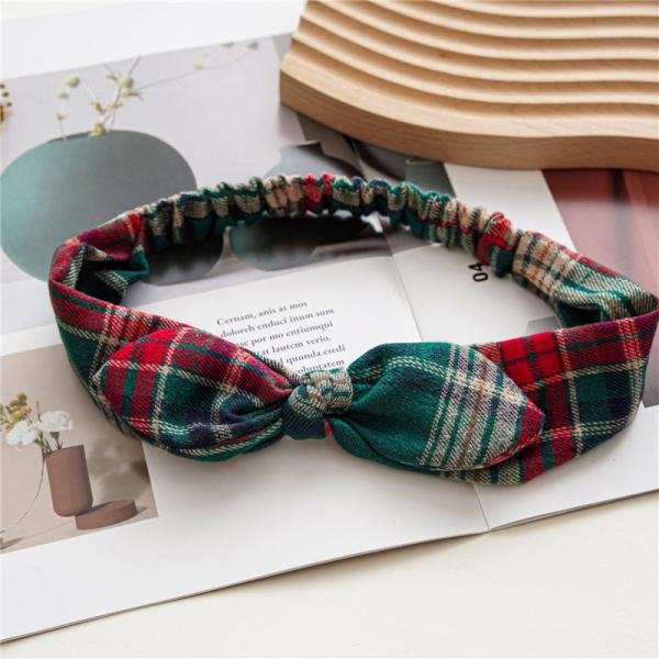 Christmas plaid rabbit ears hair band headband Japanese Korean women's stretch OEM LOGO accessories