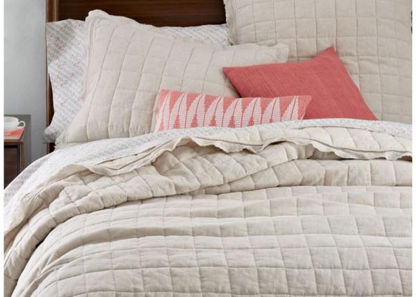 Embroidered Prue Linen Bedding Sets , Geometric 3pcs Luxury Home Bedding Sets