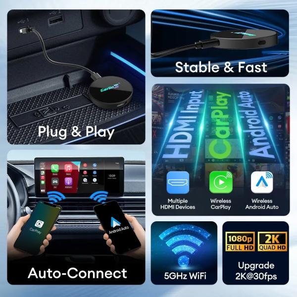 Carplay Android Auto Car Universal Carplay Adapter Plug and Play Hd2Cp Pro Cars TV with CortexTM-A7 core 900MHz CPU