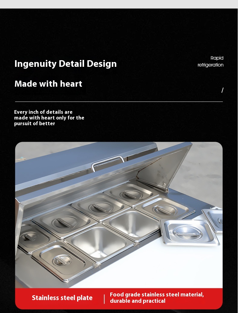 Stainless Steel 201 Pizza Prep Refrigerator with Automatic Defrost and Adjustable Thermostat