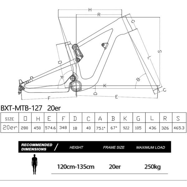 20 XC Carbon Full Suspension Frame Travel 80mm Carbon Mtb Bike Frame