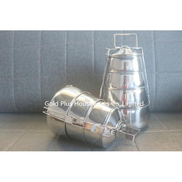 Tiffin Stainless Steel Lunch Box Hand Holding Food Storage Container Set 3 Layers