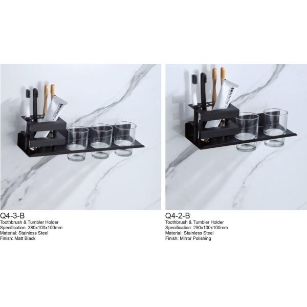 Multifunctional Wall Mounted Toothbrush Holder Matte Black Color ODM