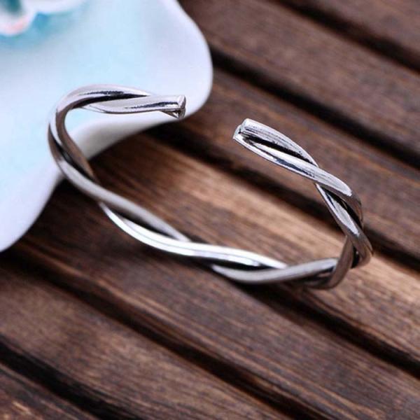 Solid Sterling Silver Weave Cuff Bangle Bracelet for Women (XH057215W)