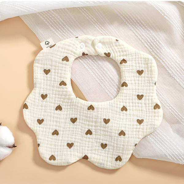 Custom Print Washable Cute Cartoon Floral 100% Cotton New Born Baby Drool Bibs