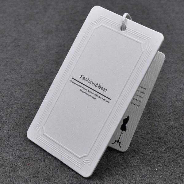 As sapatas 350gsm dos sacos revestiram Hang Tag Black White Print feito sob encomenda de papel