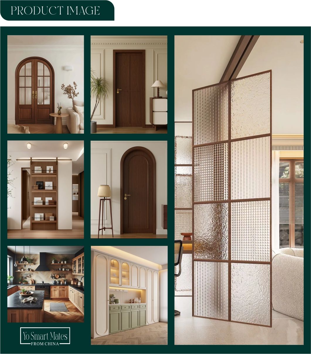 Modern Glass Panel Lacquered Solid Wood Interior Door Swing Style for Hotel and Kitchen Use