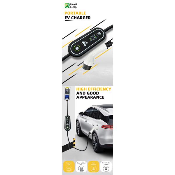 Electric Car Charger CEE Plug 5pins PC Copper 10Meters Cable Length Portable EV Charger Type2 7KW 32A EV Charging Box